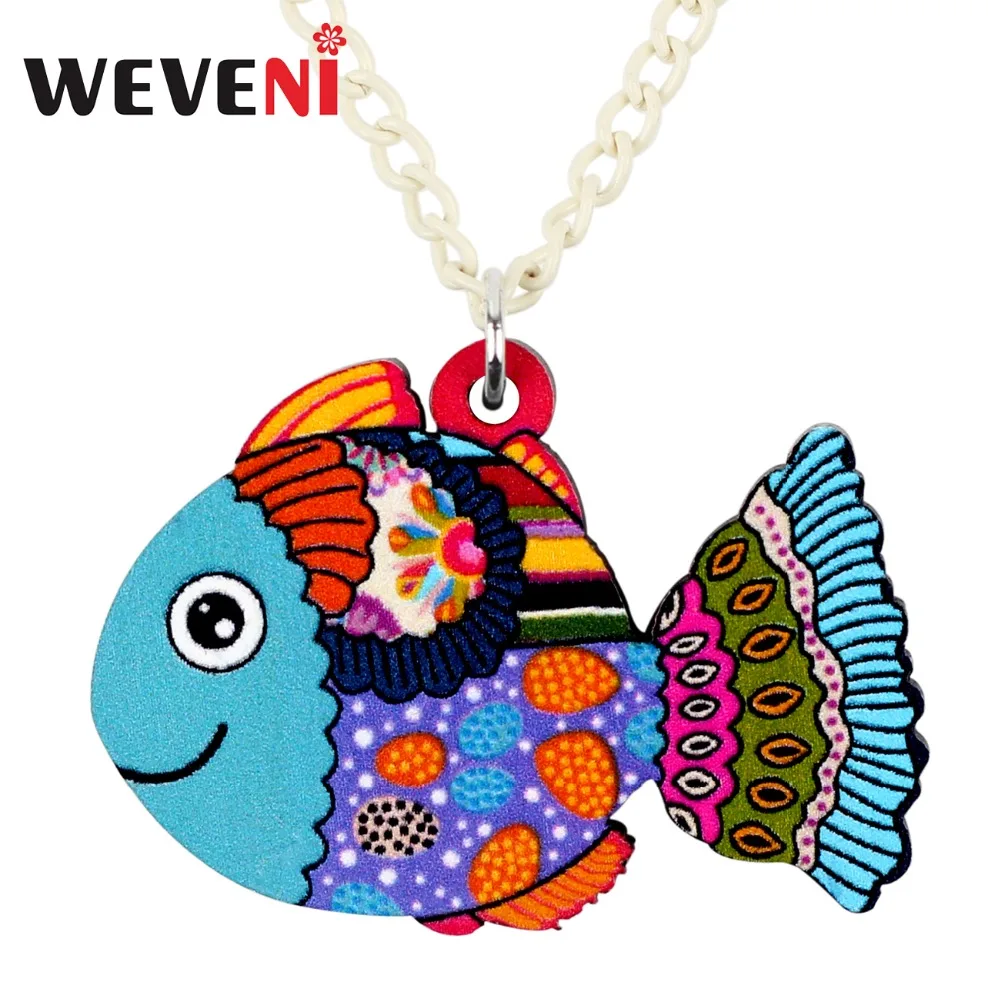 WEVENI акриловые в стиле аниме ожерелье с подвеской виде рыбки кулоном океан