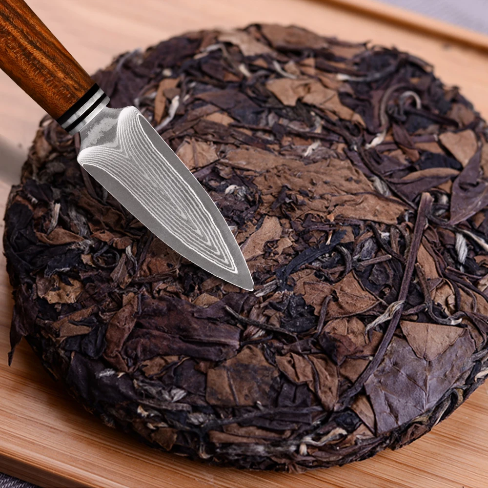 Qing Rosewood Pu-erh нож для чайной церемонии 9Cr14 Дамасская стальная игла черный чай пуэр
