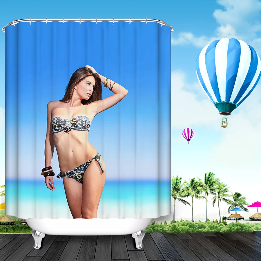 

Sexy Shower Curtain Pattern Custom Shower Curtain Waterproof Bathroom Fabric 180x180cm Sea Scenic Shower Curtain For Bathroom