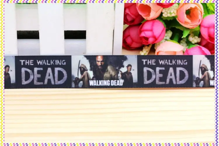 7/8 ''Бесплатная доставка Ходячие мертвецы печатных grosgrain ленты головной убор