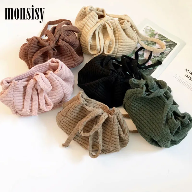 Monsisy Winter Children Wool Bag For Girl Boy Handbag Kid Coin Purse Shoulder for Toddler Gift Baby Knitted Small Tote | Багаж и сумки