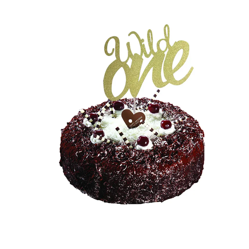 Блестящий Золотой дикий один торт Топпер для ребенка на первый день рождения