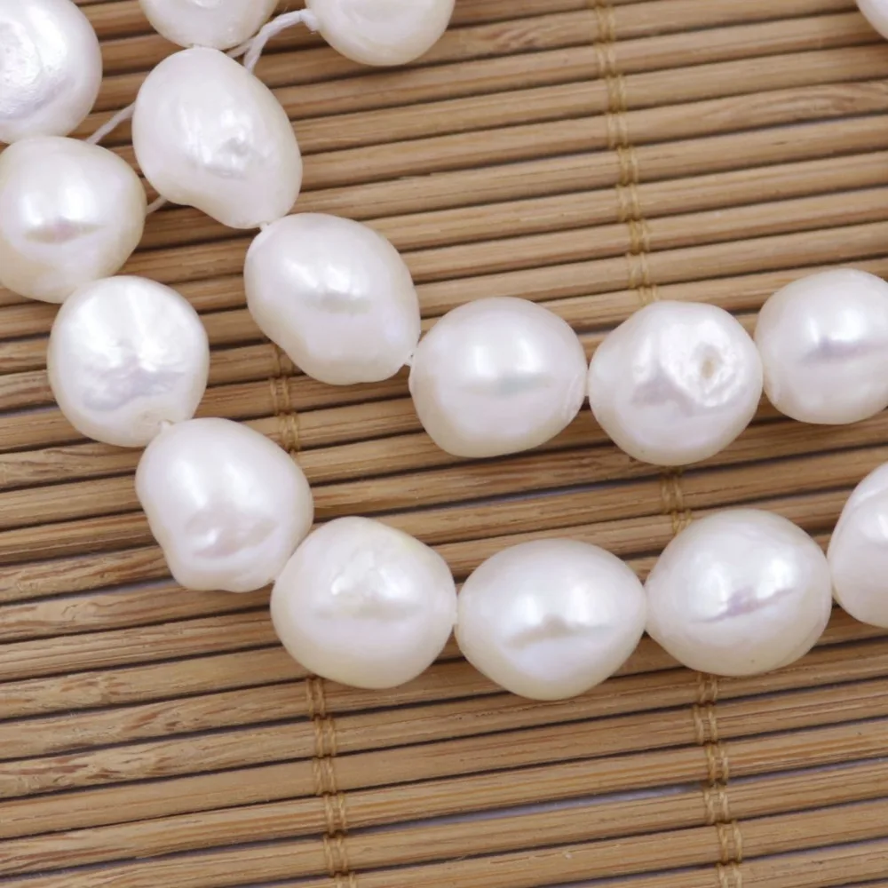 11mm-12mm Freeform Natural White Pearl Loose Beads Strand 14.5