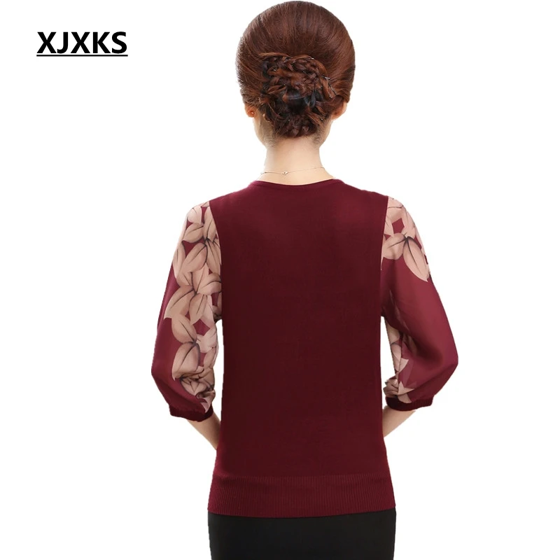 XJXKS Womens Jumpers 2020 Knitwear For Women Sweaters And Pullovers Comfortable Three Quarter Sleeve Thin Sweater Knitting Tops | Женская