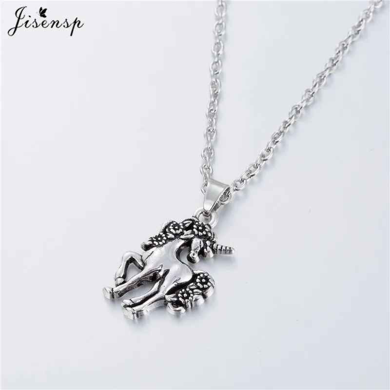 Jisensp New Cute Animal Unicorn Necklaces &amp Pendants Ancient Bronze Trendy Jewelry Clavicle Chain Necklace collares de moda 2018 |