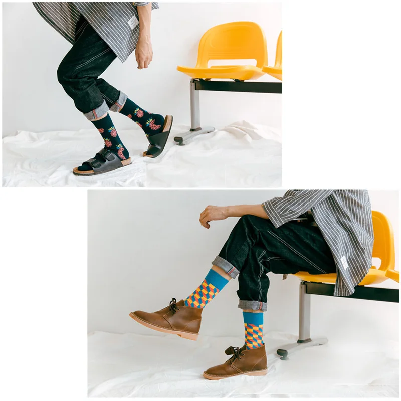 LIONZONE 2 пар/лот красочные нескользящих носочков Для мужчин Calcetines Divertidos
