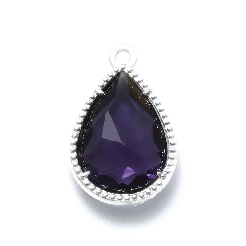 Purple Камни в форме капли стеклянное украшение кулон аксессуары для сережек ожерелье ювилирные изделия фурнитура изготовление ручной работы Diy женщина Eawires - Окраска металла: Purple
