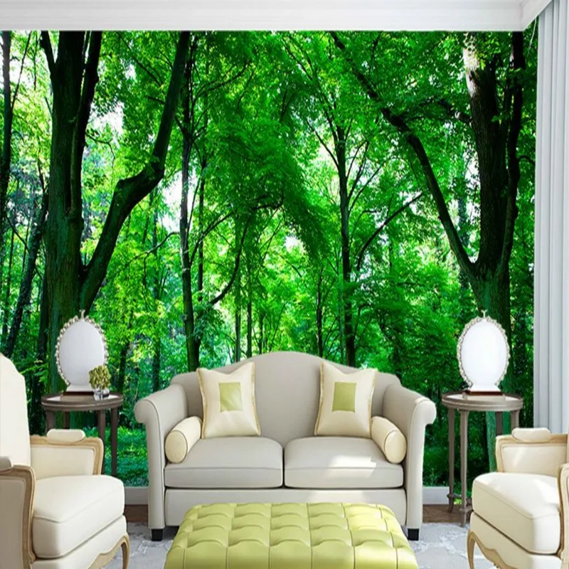 

Beibehang HD green forest 3D forest backdrop TV backdrop bedroom sofa wallpaper living room decoration wallpaper for walls 3 d