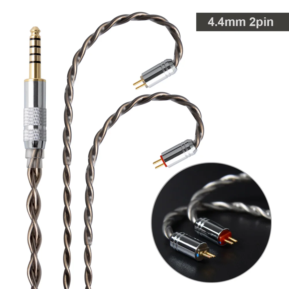 4.4mm plug with 2Pin NICEHCK 7N монокристаллической Медь OCC посеребренный кабель 3,5/2,5/4,4 мм разъем MMCX/2Pin для ZSX C12 TRNV90 NICEHCK NX7 Pro/F3/DB3 - Цвет: 4.4mm plug with 2Pin