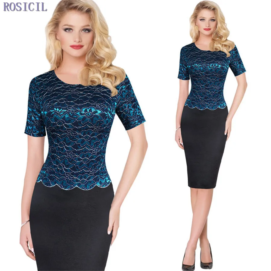 Rosicil Для женщин летнее платье 2017 Bodycon Карандаш Платья для короткий рукав Chocker