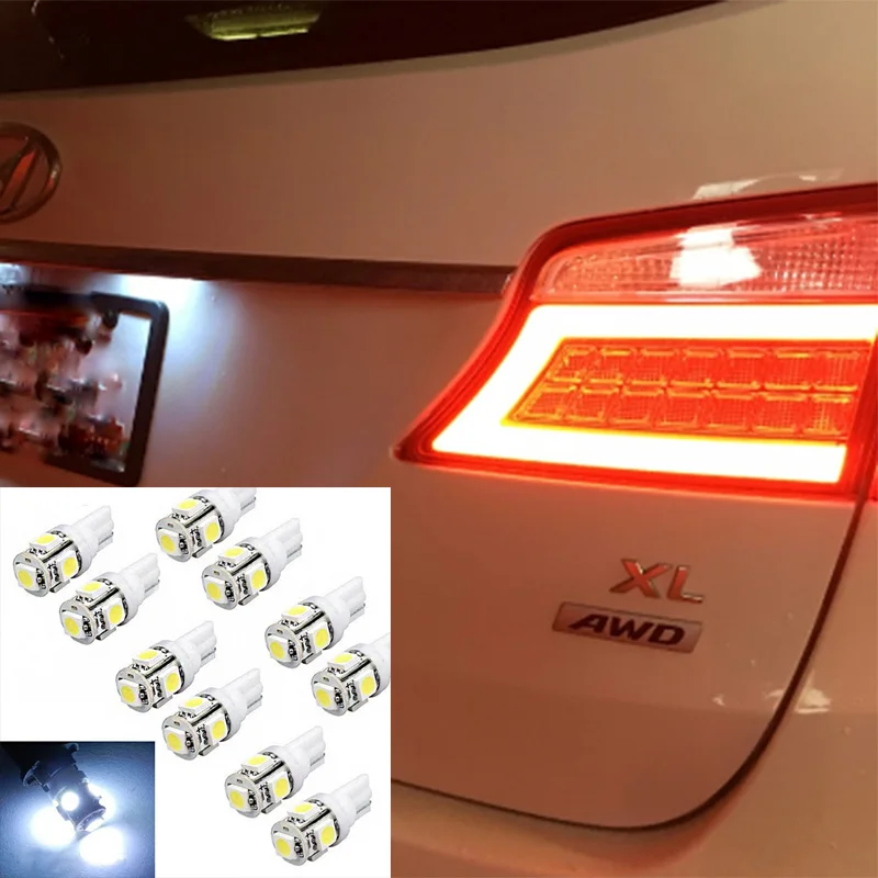2/5/10 шт T10 Клин 5-SMD 5050 Xenon светодиодный светильник лампы W5W высокое Яркость 194 147 152 158