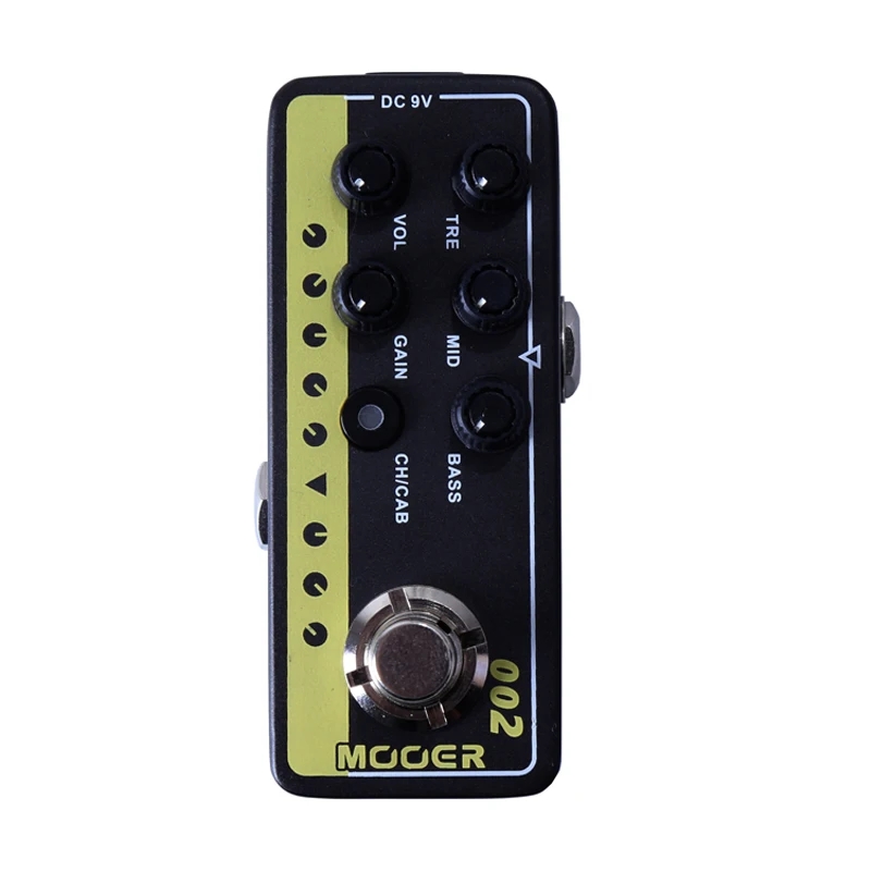

Mooer Micro Digital Preamp 002 UK Gold 900 Delay and Reverb Effects Guitar Pedal with gold pedal connector and MOOER knob