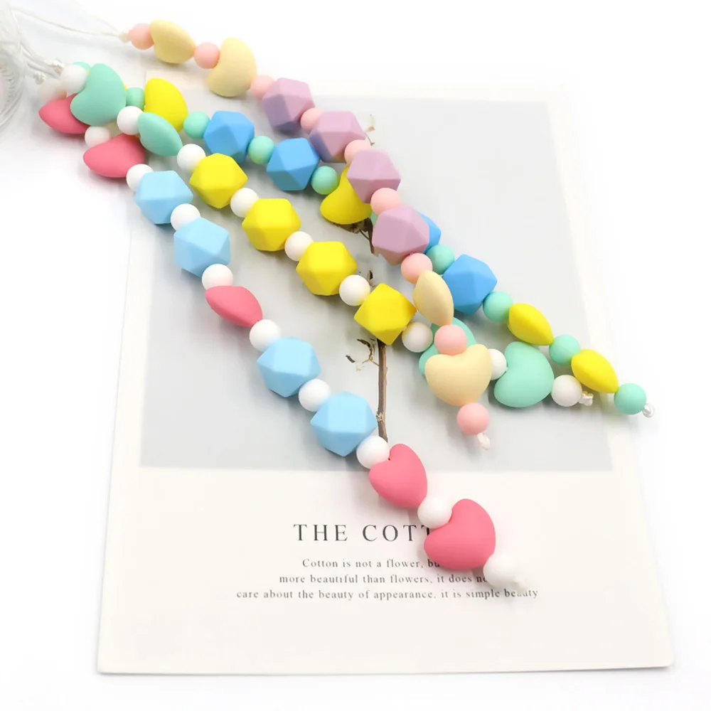 Детский Прорезыватель держатель цепи с зажимом силиконовые бисер ребенок