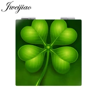 jweijiao lucky clover portable mirror 2019 new diy decoration photo printing compact mirror 1x2x magnifying mirrors qf315