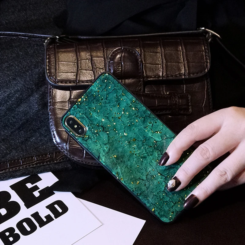 Для iphone XS X 10 XR Max ретро золотой фольги мрамор мягкий силиконовый блестящий чехол