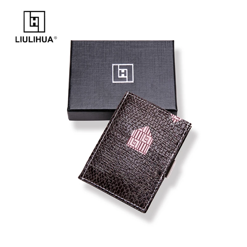 LLH передний карман кошелек с RFID блокировки Бизнес мужской Card наличными пакет минималистский типа Slim из натуральной кожи кредитной держатель для карт