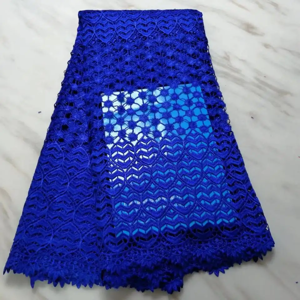 5 ярдов/шт красивый желтый Африканский водорастворимый кружевной вышивкой