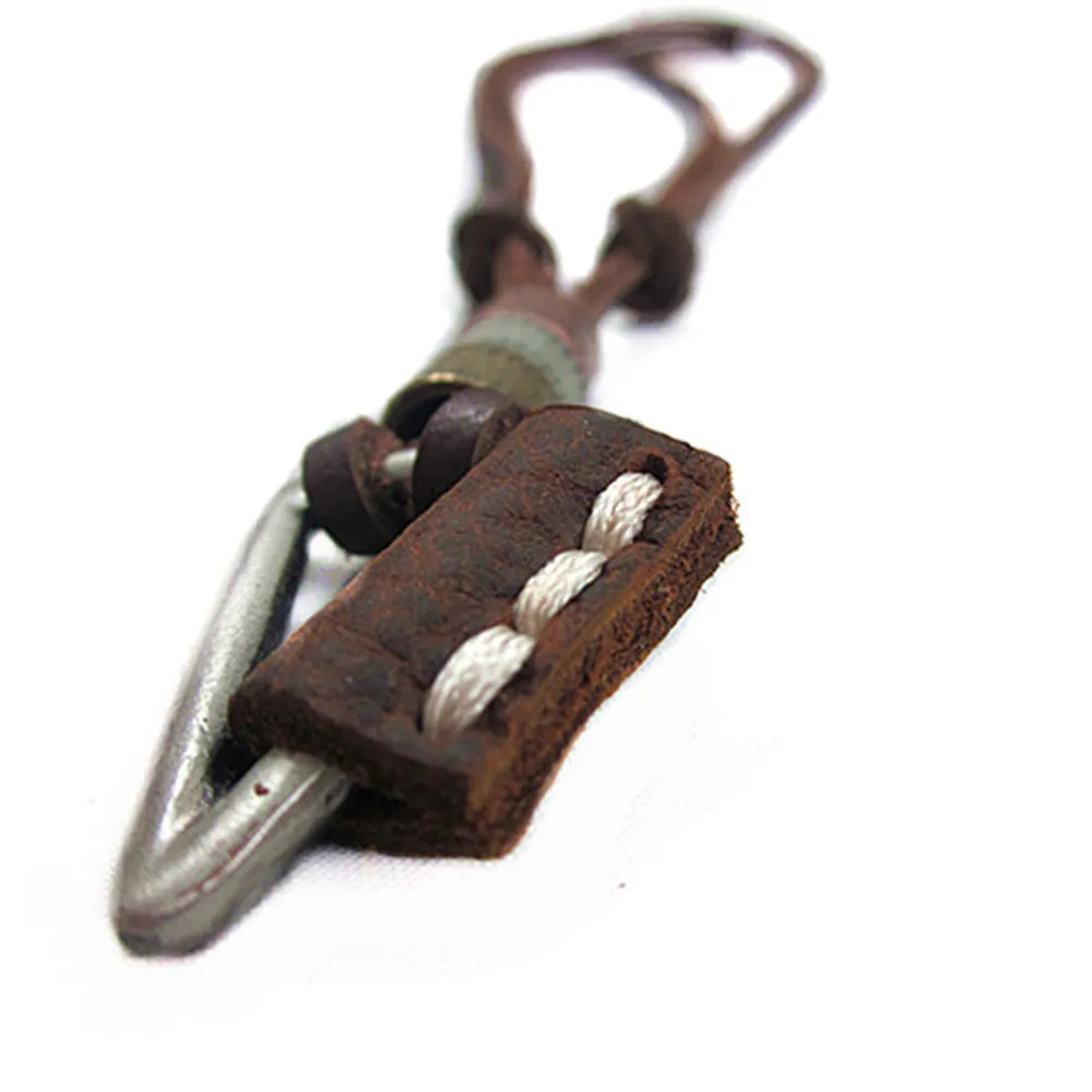 Seanuo, сплав, треугольная подвеска, ожерелье для мужчин, панк-рок, натуральная кожа, регулируемый женский свитер, колье, воротник, ожерелье, ювелирное изделие
