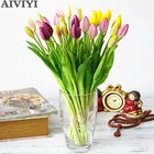 7 шт.Букет настоящих на ощупь мягких силиконовых искусственных цветов тюльпана, украшение для дома и свадьбы, искусственный букет невесты, украшение