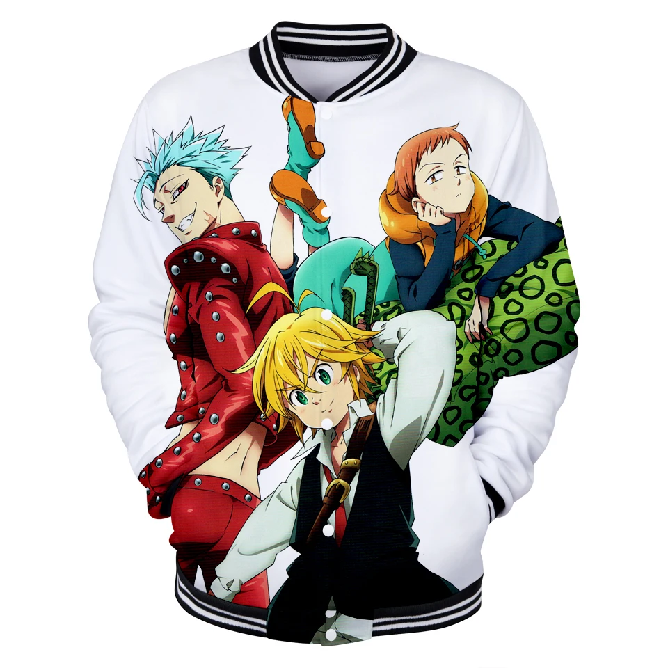 Фото Новая Горячая Аниме Kpop Женская Мужская 3D nanatsu no taizai куртка бейсбольная форма мода Новая Горячая Аниме Kpop Женская Мужская 3D nanatsu no taizai куртка бейсбольная форма мода