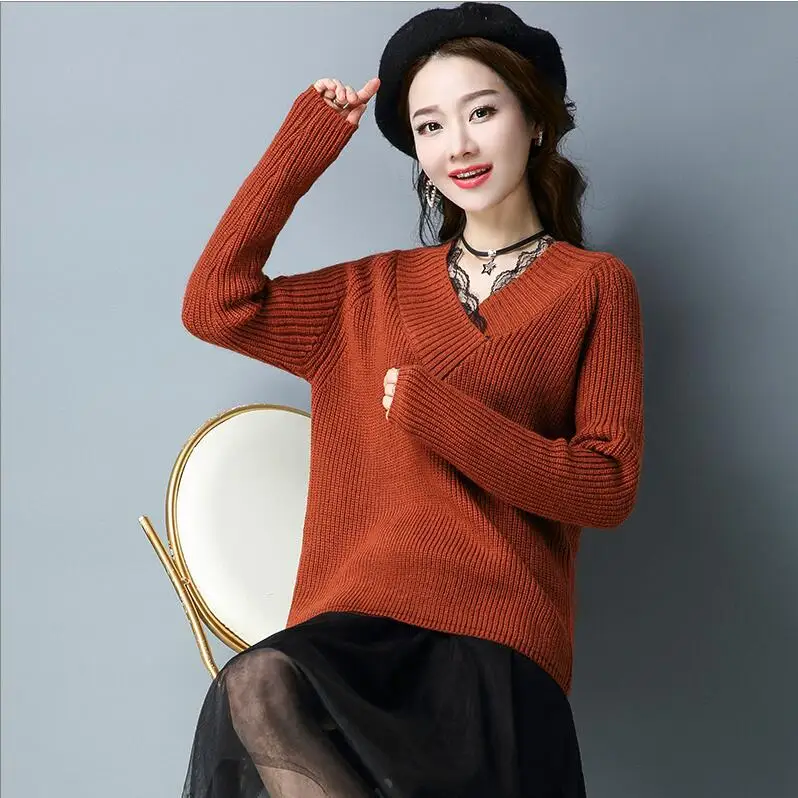 Sweater Women Pullover Long Sleeve Knitted jumper Sexy Tops Winter Women's Sweaters Knitwear Pull Femme 2019 | Женская одежда