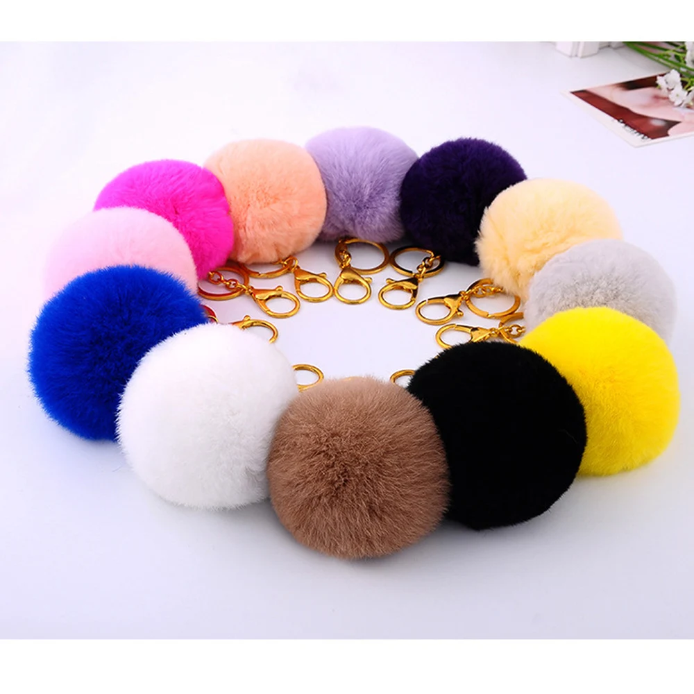 Cindiry милый кролик мех помпон сотовый телефон автомобильный кулон сумочка брелок
