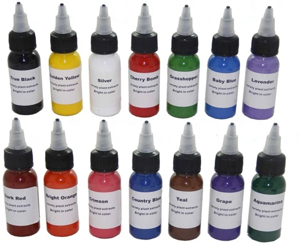 

14pcs tattoo ink kit pigments permanent makeup 30ml/bottle cosmetic manual body painting supply