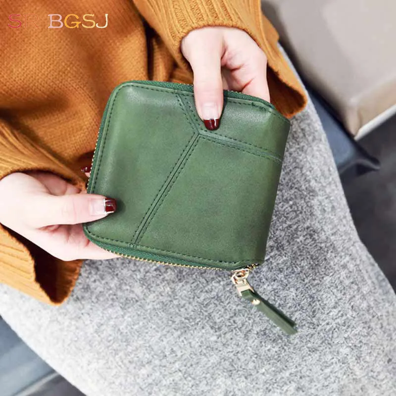 Бесплатная доставка черный зеленый красный Стильный винтажный кошелек женский