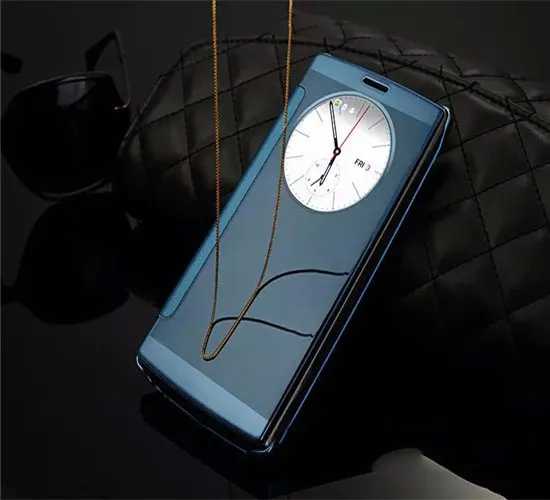 blue Зеркальные флип-Чехлы для LG Optimus G4, быстрый Круглый флип-чехол для смартфона LG G4 с функцией пробуждения сна ответа на звонки - Цвет: blue