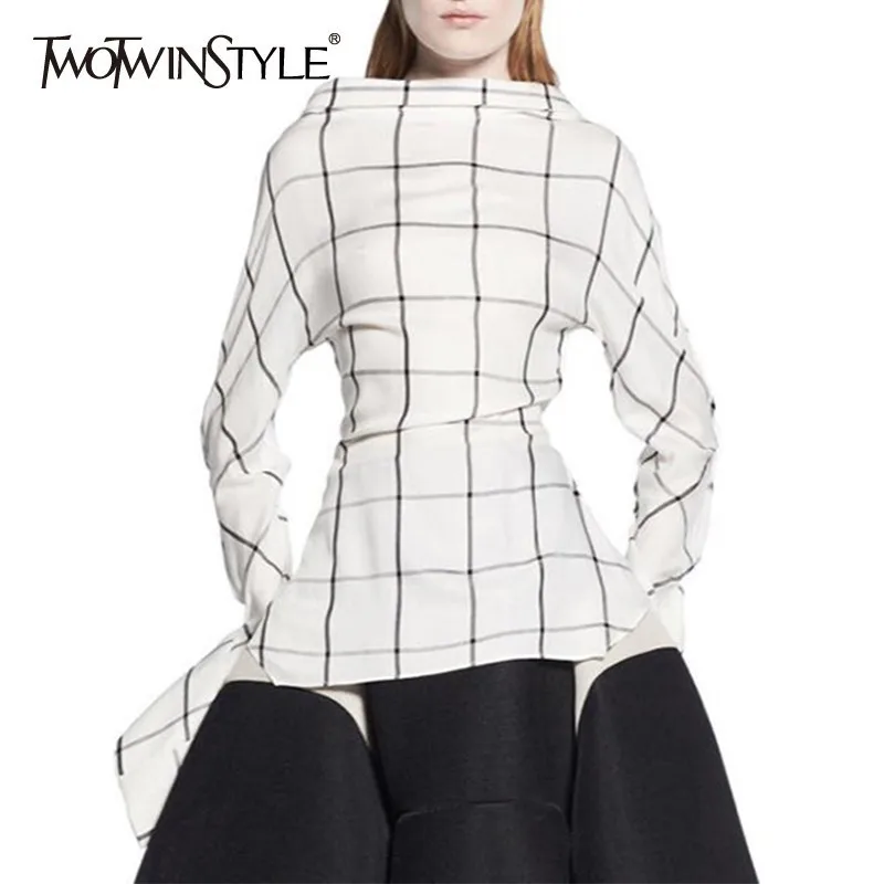 TWOTWINSTYLE 2019 летняя повседневная рубашка для женщин воротник с лацканами длинный