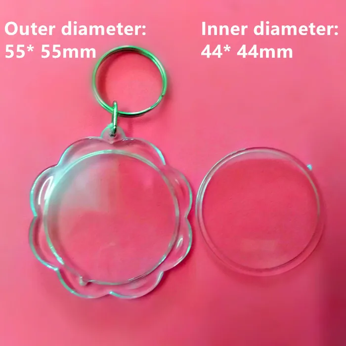 

Free shipping 500pcs Large Sunflower Shaped DIY Acrylic Blank Picture Frame Keychains Transparent Blank Insert Photo Keychains
