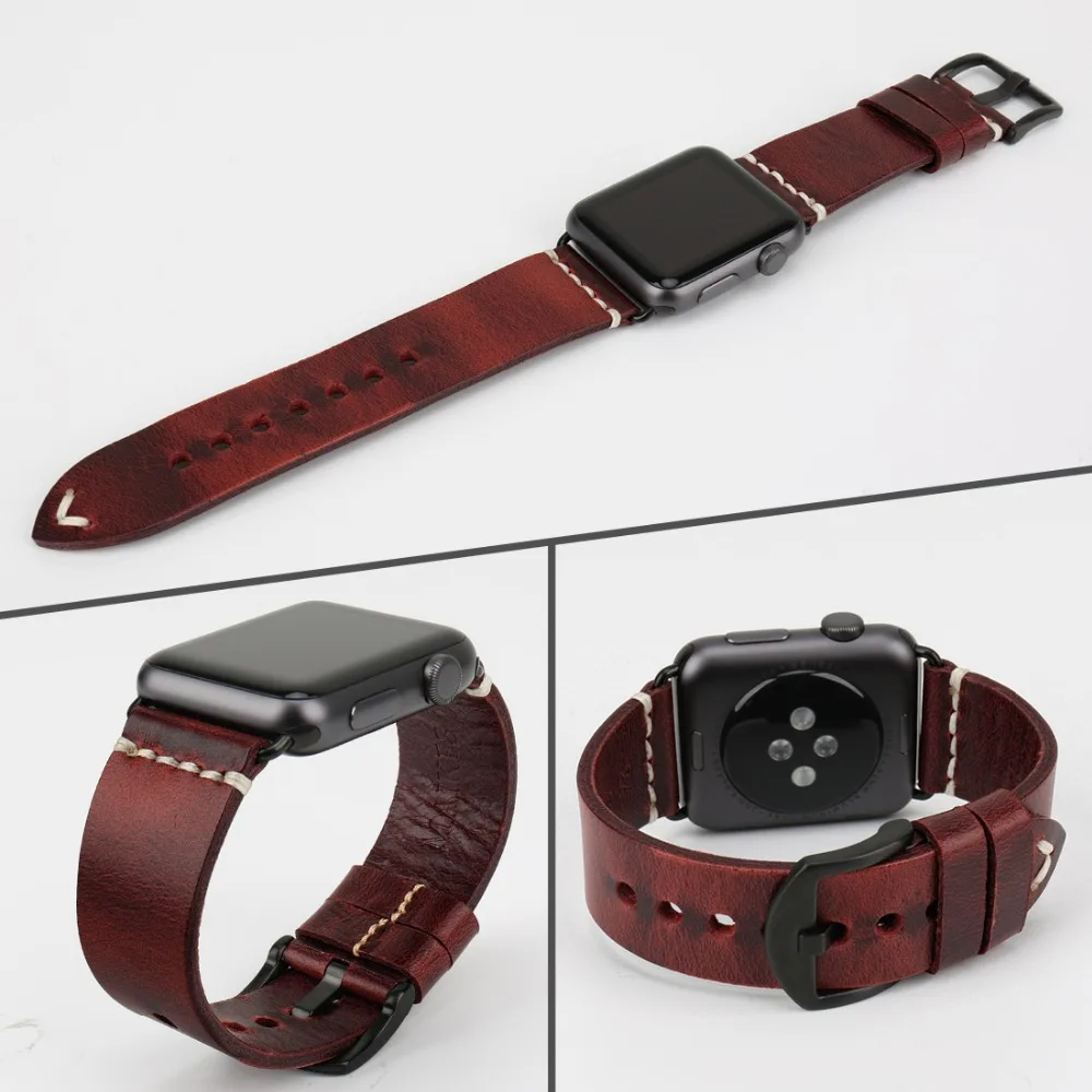 MAIKES наручных часов iWatch, 44 мм 40 мм кожаный ремешок для наручных часов, ремешок для Apple Watch, 42 мм, 38 мм, версия серии 4/3/2/1 Часы Аксессуары Часы Браслет