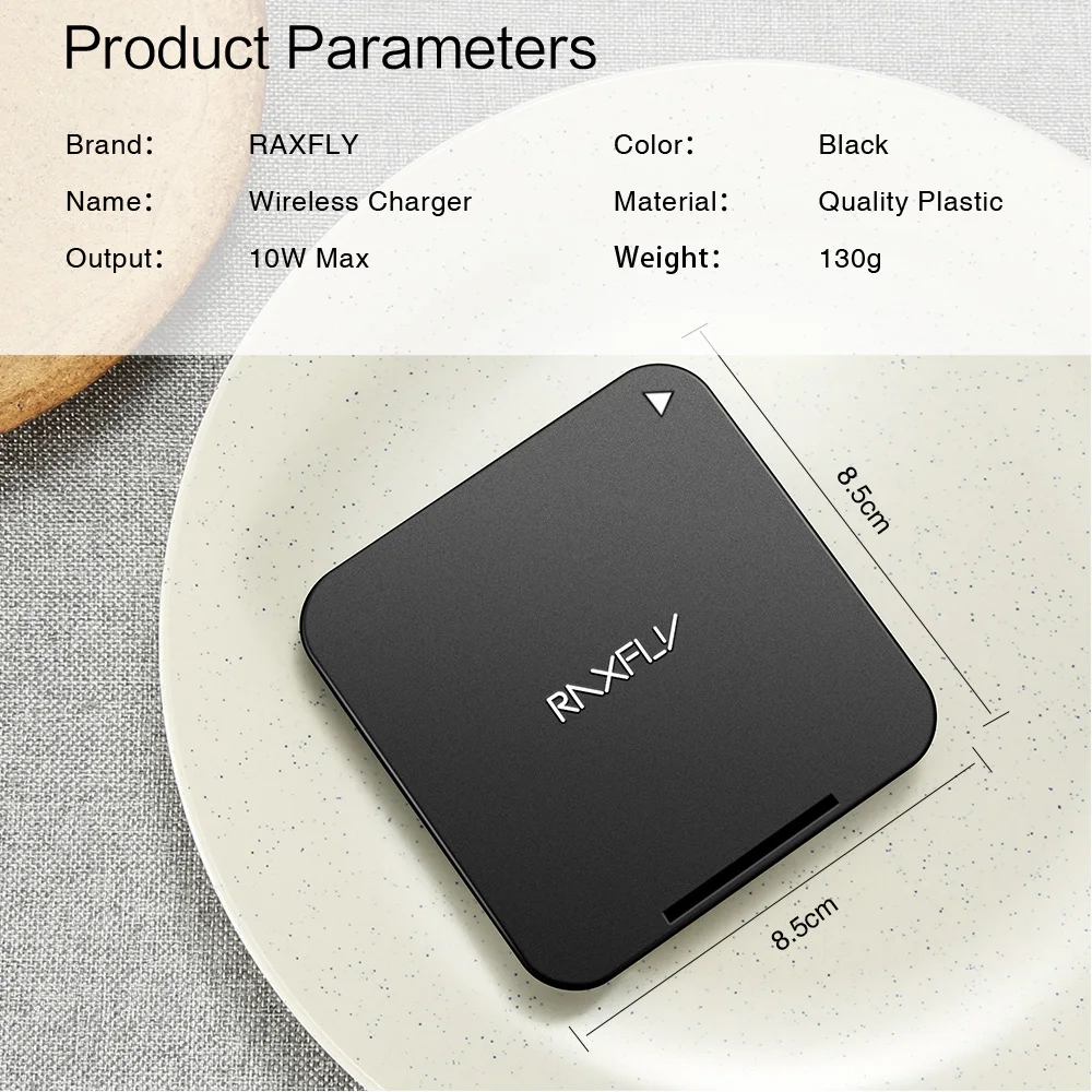 Беспроводное зарядное устройство RAXFLY 10 Вт Qi для iPhone XS Max XR X 8 Plus беспроводная