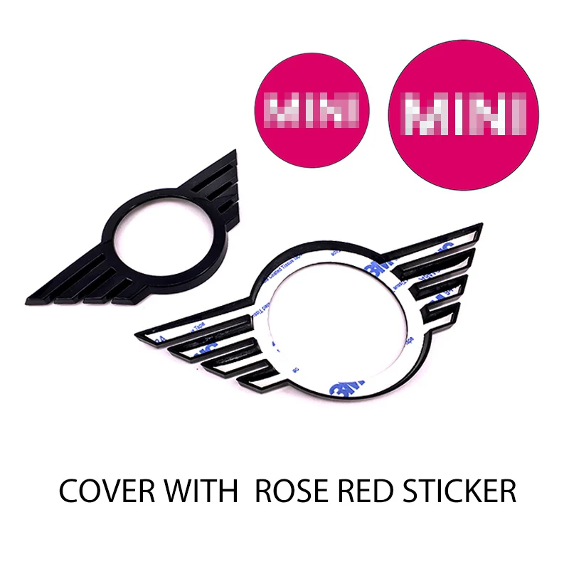 COVER WITH ROSE RED Фирменная Новинка ABS Материал черный Цвет крышка с эмблемой для LCI Facelift mini cooper F56 F55 F54 F60 F57(2 шт./компл - Название цвета: COVER WITH ROSE RED