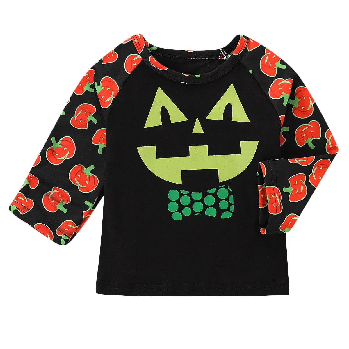 Весенне Осенняя детская футболка на Хэллоуин с длинным рукавом и рисунком тыквы