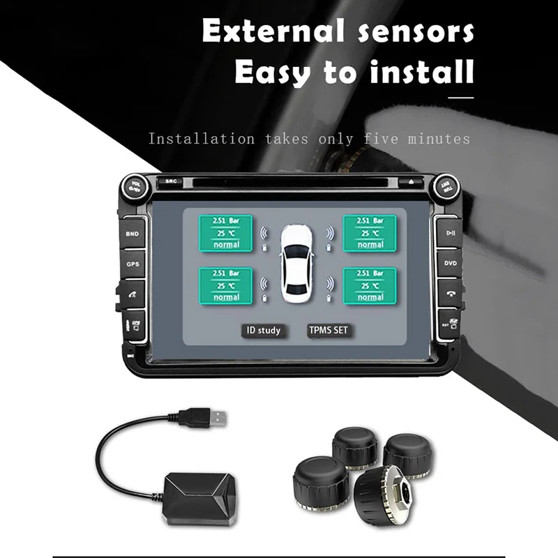 Новый автомобильный TPMS для Android USB система мониторинга давления в шинах