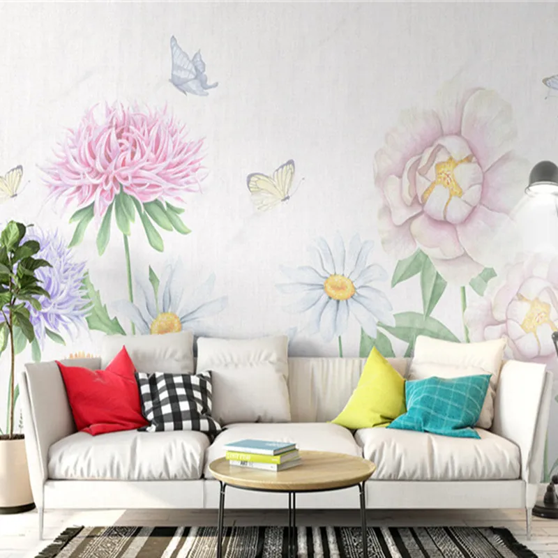 Скандинавские цветы обои для стен 3D настенные фрески фото ручная роспись листья
