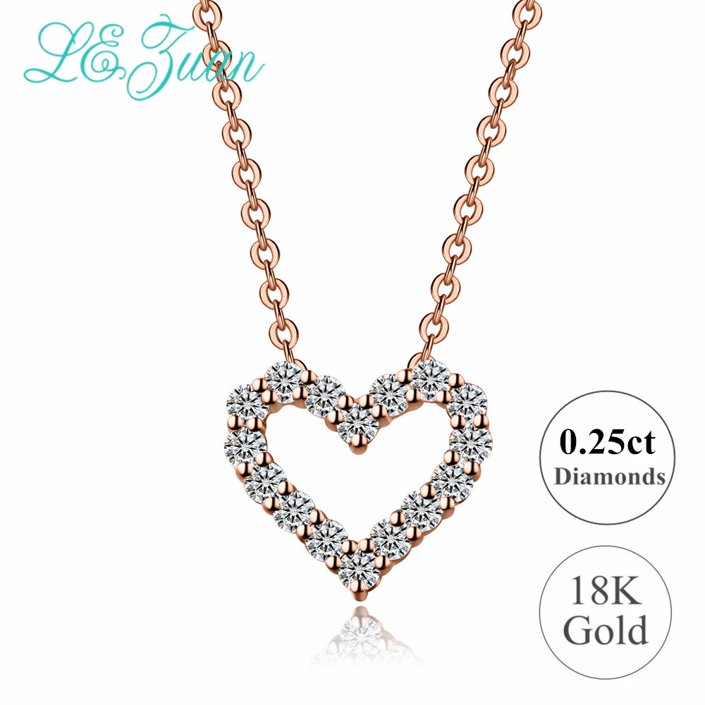 L & zuan Новый 18K твердый золотой кулон для женщин натуральный 0 25 карат бриллиантов