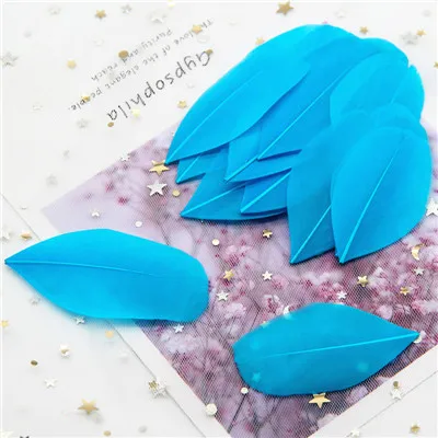 Lake blue 50p Перья боа, натуральные перья, лебедь, плюсы, 4-8 см, перья фазана, свадебные украшения, 50 штук/партия - Цвет: Lake blue 50p