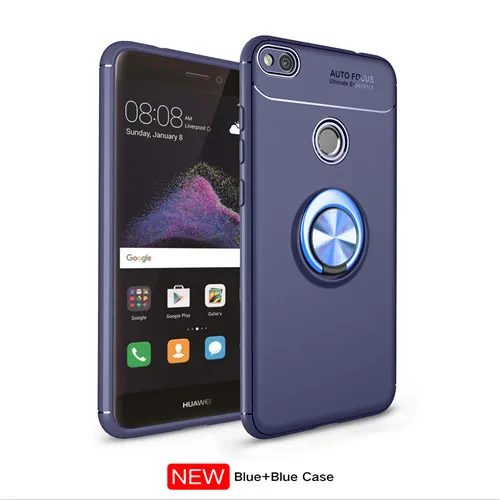 Blue LEEHUR 6 цветов чехол для телефона для Huawei P8 Lite с держателем для телефона ТПУ силиконовый бампер модная задняя крышка - Цвет: Blue