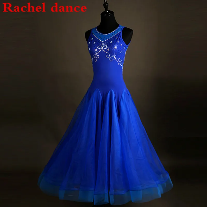 Синие платья для конкурса бальных танцев на заказ Женская юбка Современная