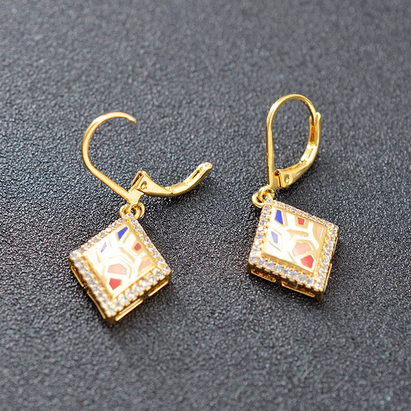 Ювелирные наборы из циркона ZEADear Y2K эмалированная подвеска ожерелье серьги для