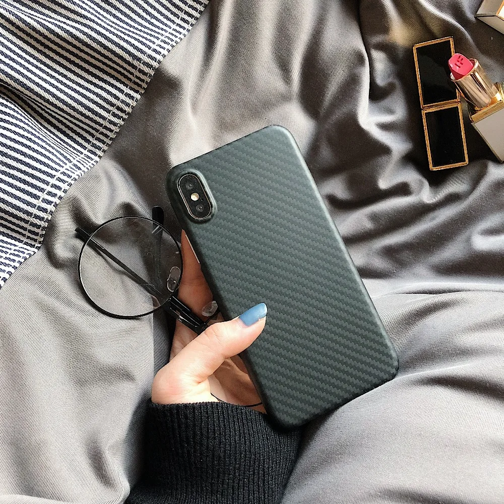 Чехол SiMR из настоящего углеродного волокна для iPhone X 0,7 мм, Роскошный чехол для полной защиты камеры, шестигранный чехол из углеродного волокна