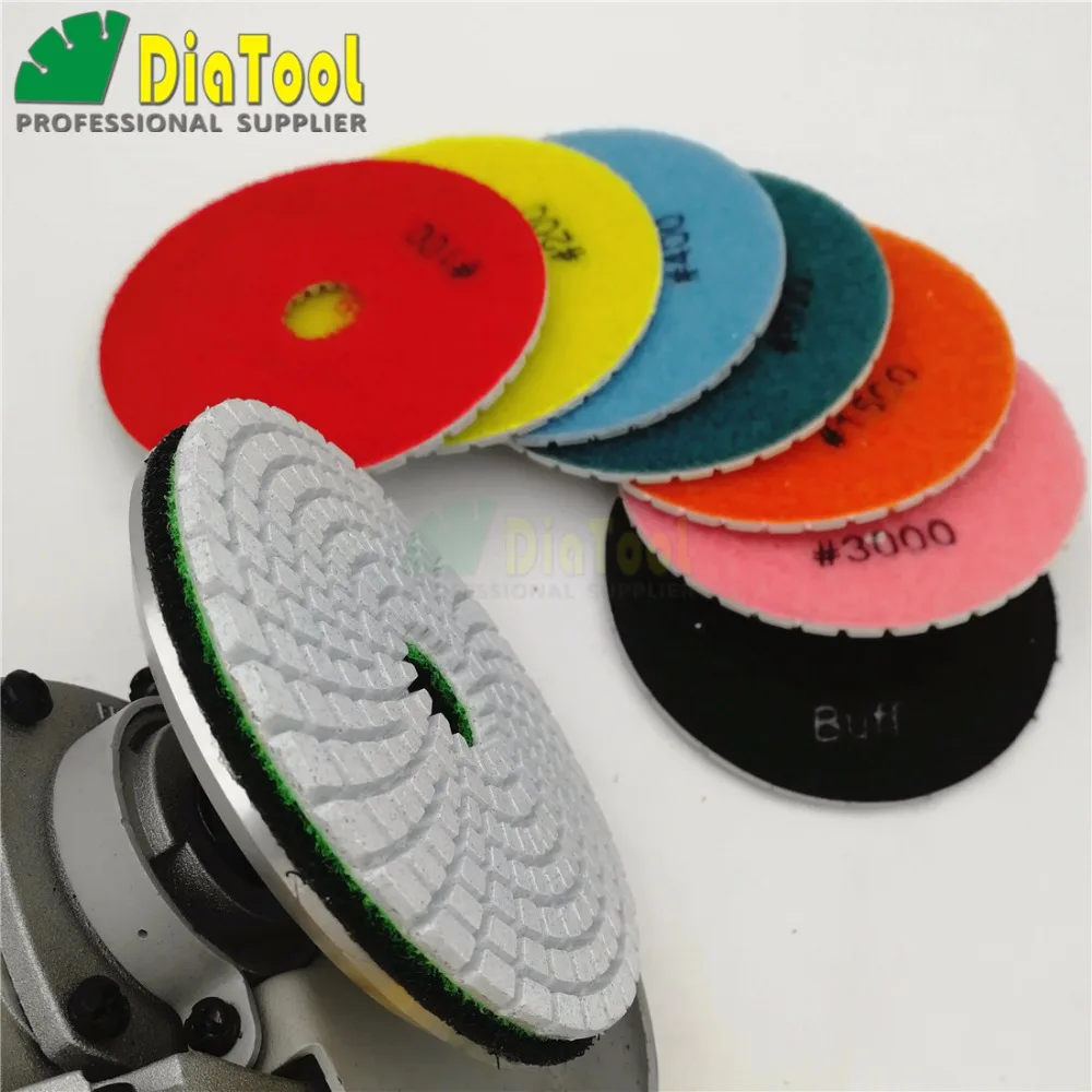 Diatool 8 шт./компл. 4 &quotалмазные влажные гибкие Полировки Белый Бонд (8 крупы