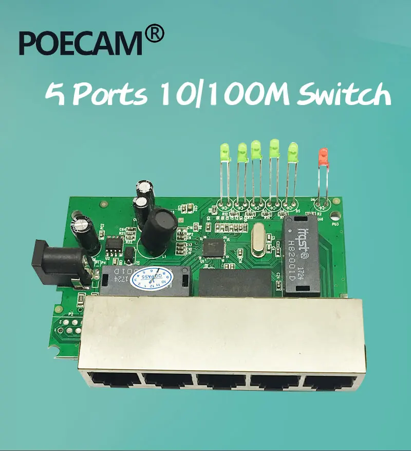 5 Порты и разъёмы 12V 15V Пассивный Poe коммутатора ethernet 10/100 Мбит/с коммутатор poe 4 Порты и разъёмы питания для камеры видеонаблюдения IP телефон ip камеры 4/5+ 7/8