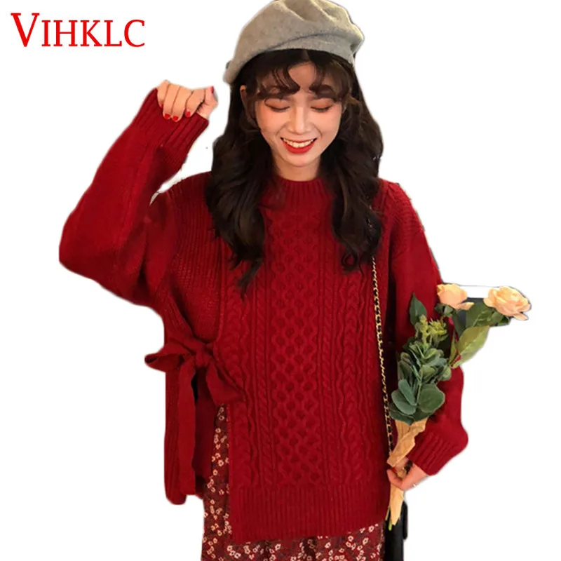 Women Turtleneck Sweaters Autumn Winter 2019 Pull Jumpers European Casual Twist Warm Female oversized sweater Q353 | Женская одежда