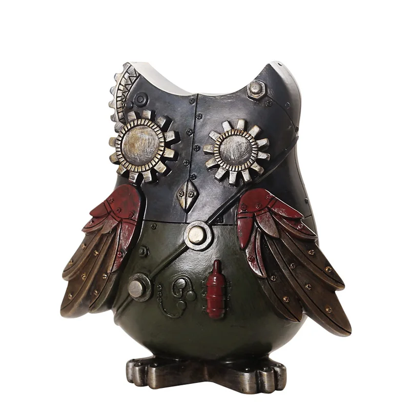 Лофт индустрия стильное полимерное механическое украшение в виде птицы сова для