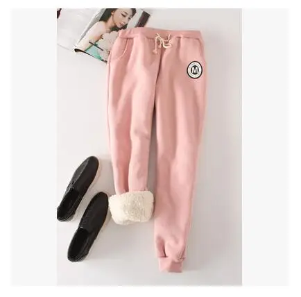 pink Jvzkass осенние и зимние женские толстые овчины Кашемировые штаны теплые женские повседневные штаны свободные брюки от «Harlan» длинные штаны Z11 - Цвет: pink