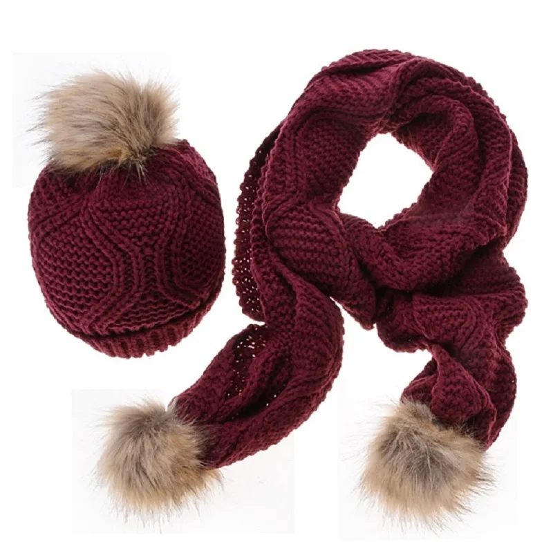  fashion women knitted hat muffler set winter warm jacquard weave curling scarf birthday gift female accessories |