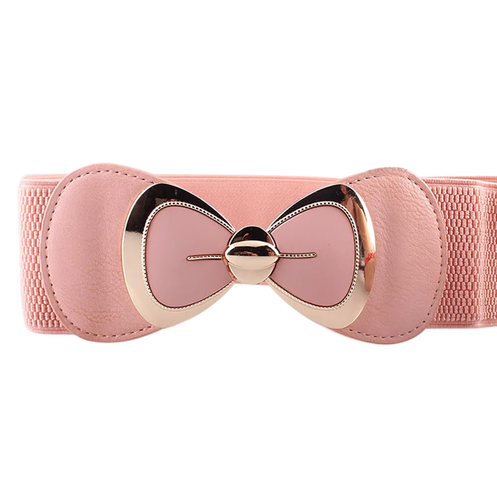 

Korean women's belt big bow elastic with solid color girdle belt Wide Stretch Waist Belt Bowknot Buckle Waistband Y621